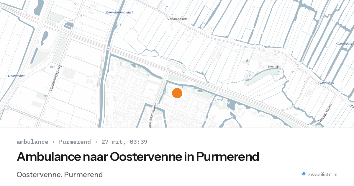 Ambulance naar Oostervenne in Purmerend — 27 mrt 2026