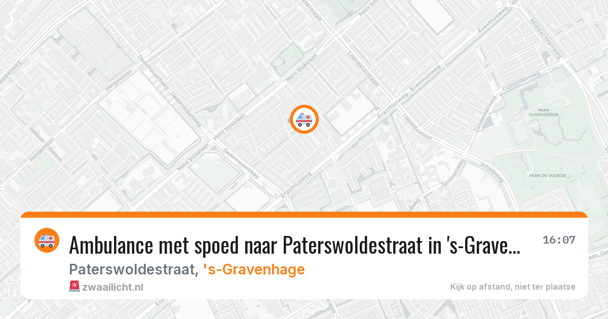 Ambulance met spoed naar Paterswoldestraat in 's-Gravenhage — 15 jul 2026