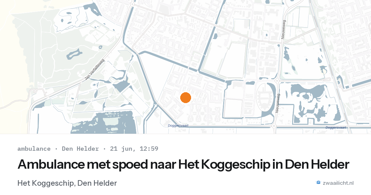 Ambulance met spoed naar Het Koggeschip in Den Helder — 21 jun 2026
