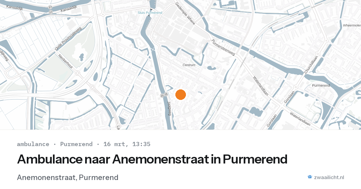 Ambulance naar Anemonenstraat in Purmerend — 16 mrt 2026