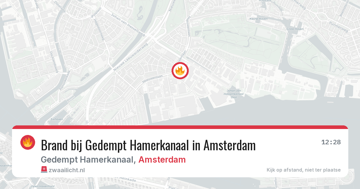 Brand bij Gedempt Hamerkanaal in Amsterdam — 14 aug 2026
