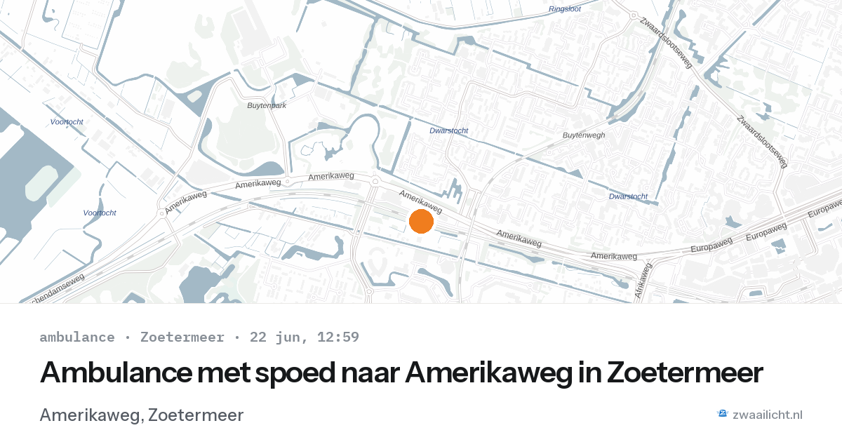 Ambulance met spoed naar Amerikaweg in Zoetermeer — 22 jun 2026