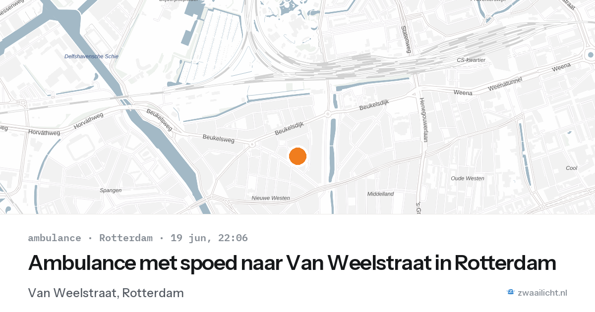 Ambulance met spoed naar Van Weelstraat in Rotterdam — 19 jun 2026
