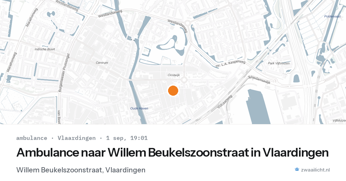 Ambulance naar Willem Beukelszoonstraat in Vlaardingen — 1 sep 2026