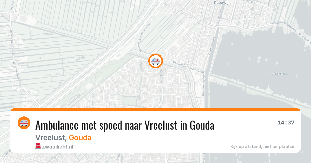 Ambulance met spoed naar Vreelust in Gouda — 14 aug 2026
