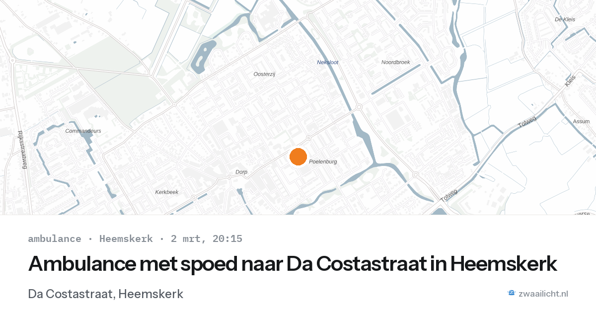 Ambulance met spoed naar Da Costastraat in Heemskerk — 2 mrt 2026