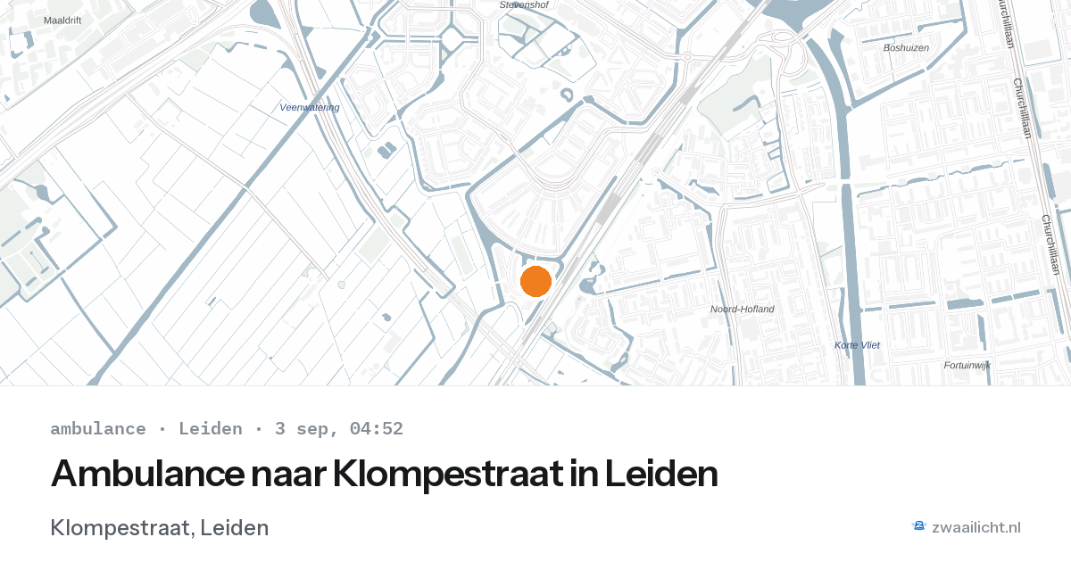 Ambulance naar Klompestraat in Leiden — 3 sep 2026