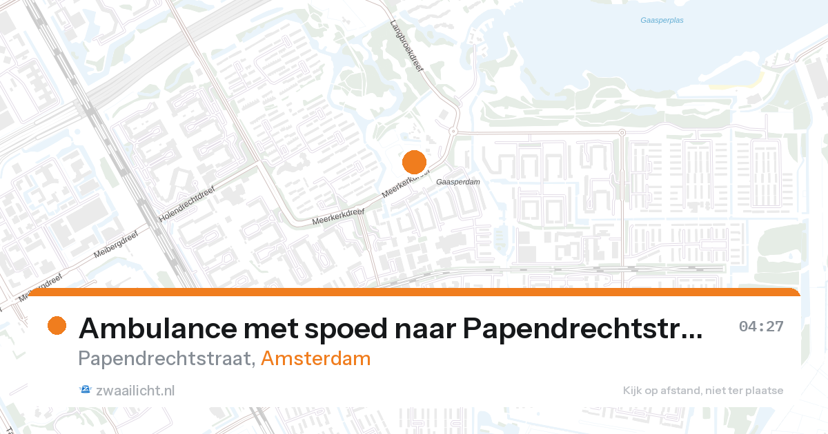 Ambulance met spoed naar Papendrechtstraat in Amsterdam — 27 aug 2026