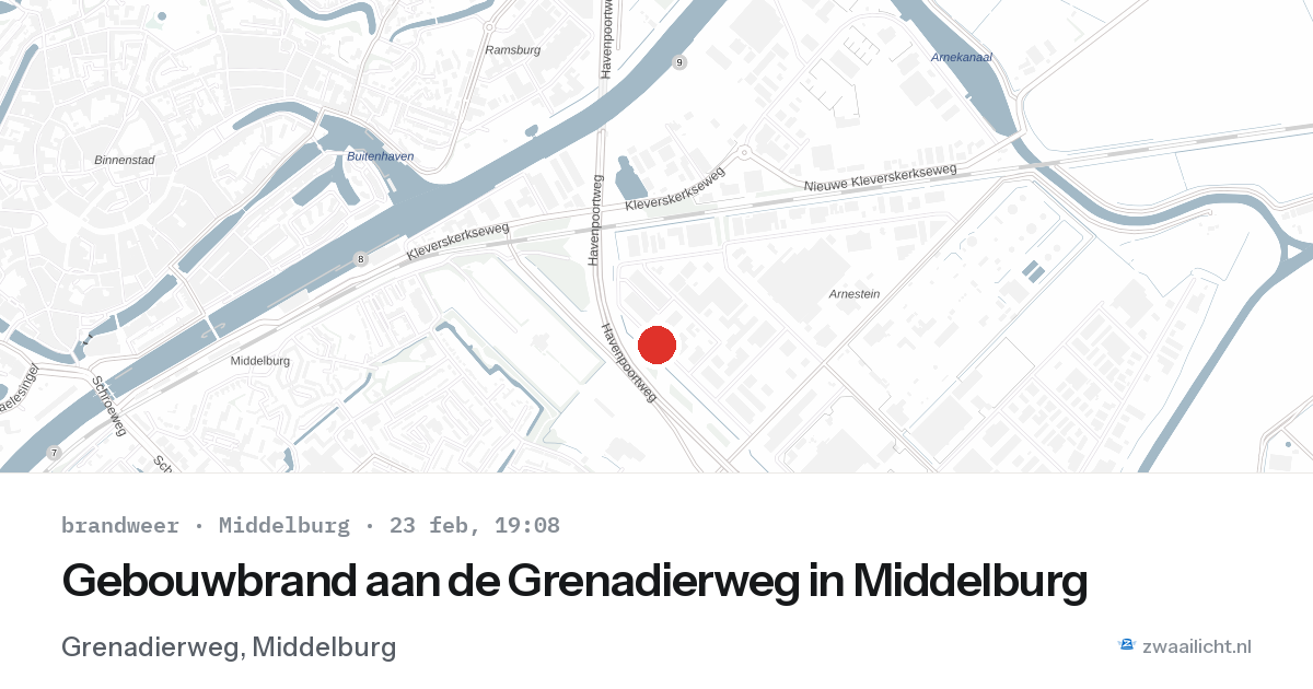 Gebouwbrand aan de Grenadierweg in Middelburg — 23 feb 2026