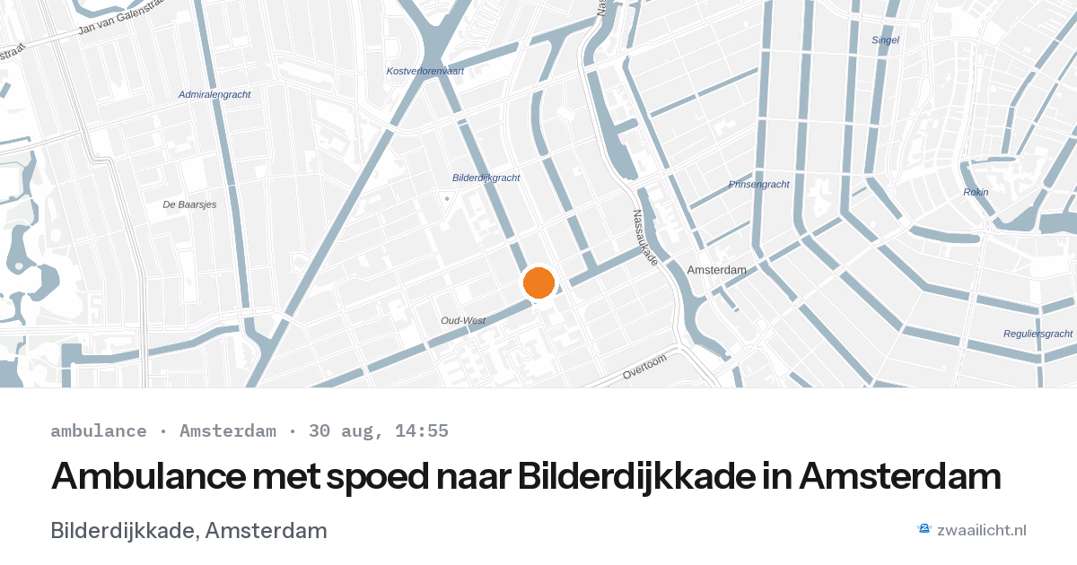 Ambulance met spoed naar Bilderdijkkade in Amsterdam — 30 aug 2026