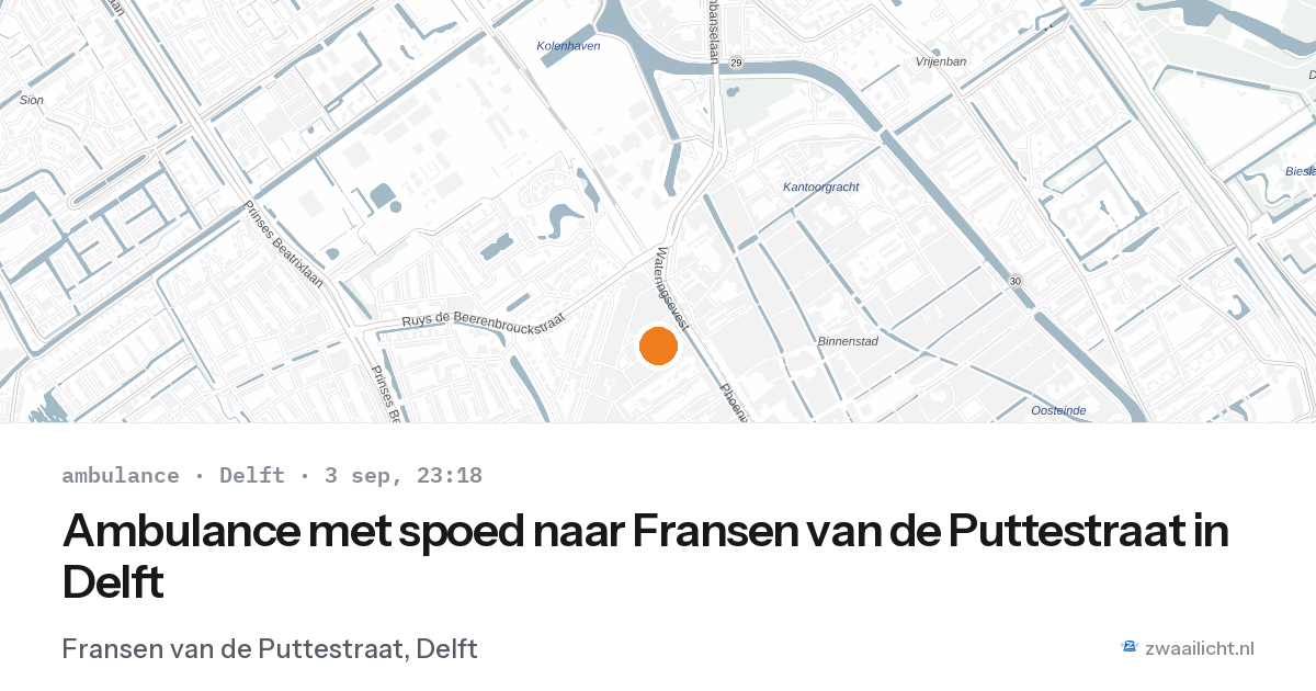 Ambulance met spoed naar Fransen van de Puttestraat in Delft — 3 sep 2026
