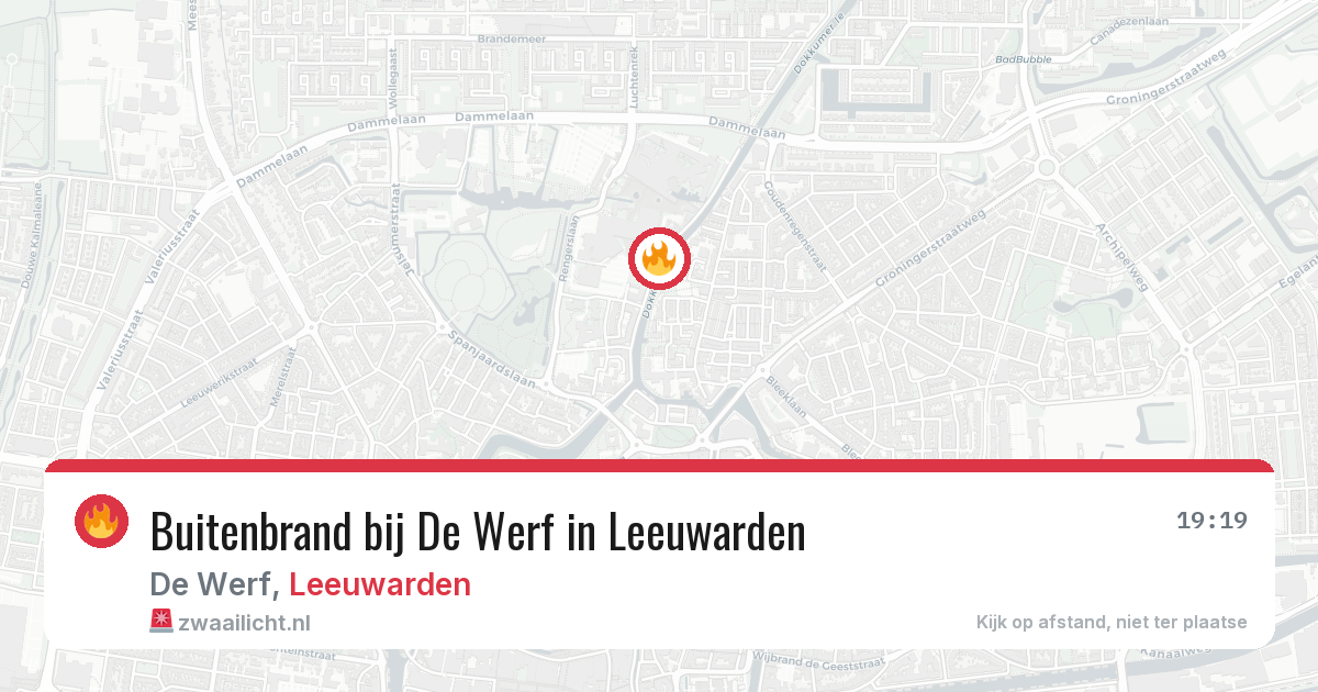 Buitenbrand bij De Werf in Leeuwarden — 3 aug 2026