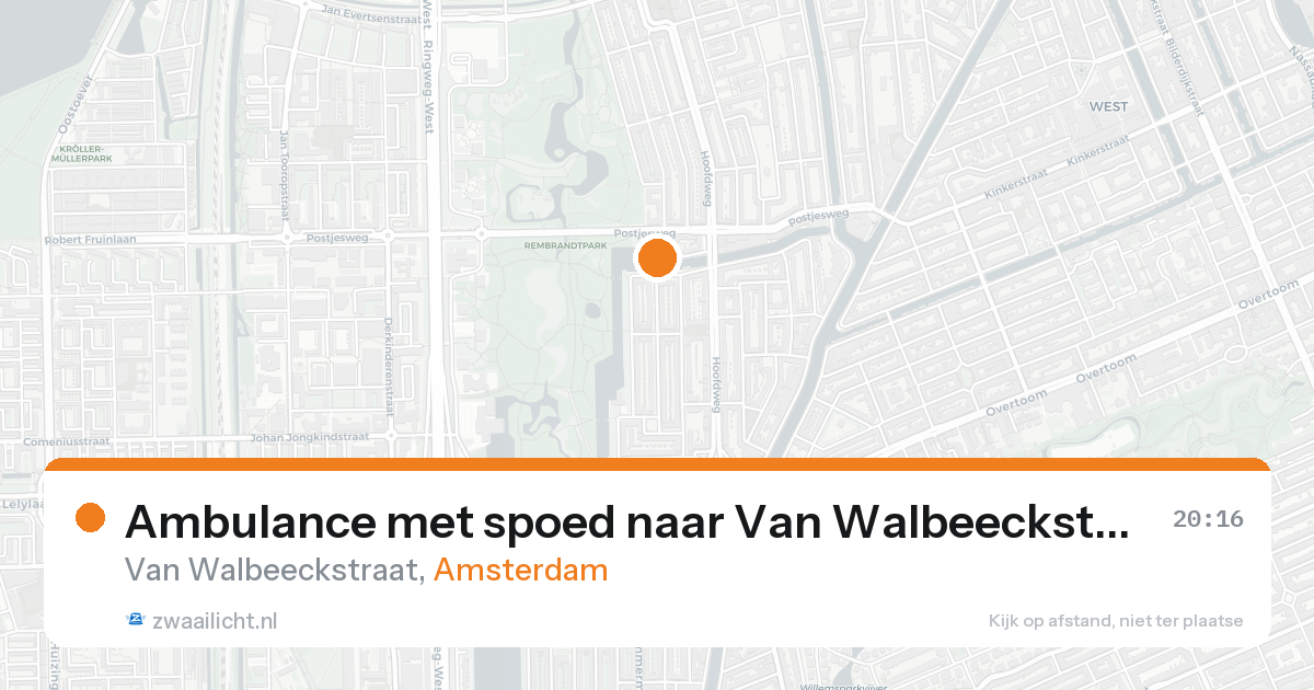 Ambulance met spoed naar Van Walbeeckstraat in Amsterdam — 25 aug 2026