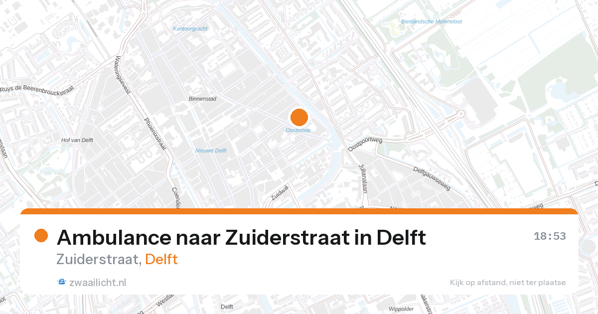 Ambulance naar Zuiderstraat in Delft — 28 aug 2026