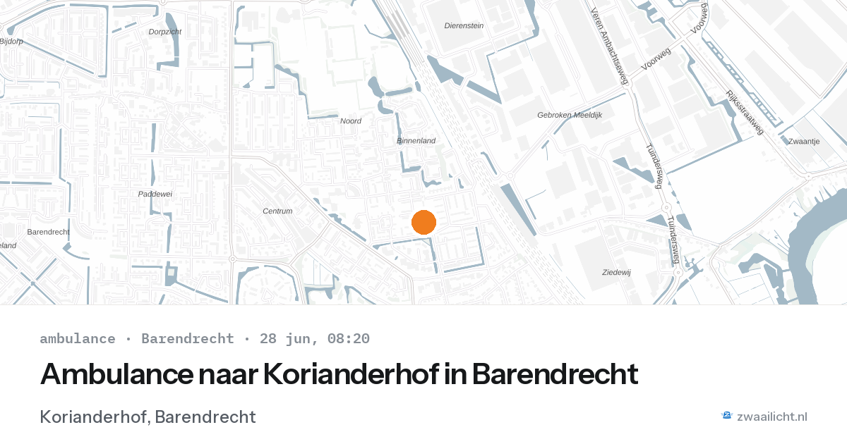Ambulance naar Korianderhof in Barendrecht — 28 jun 2026