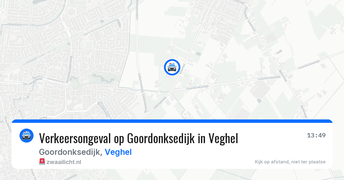 Verkeersongeval op Goordonksedijk in Veghel — 26 apr 2026