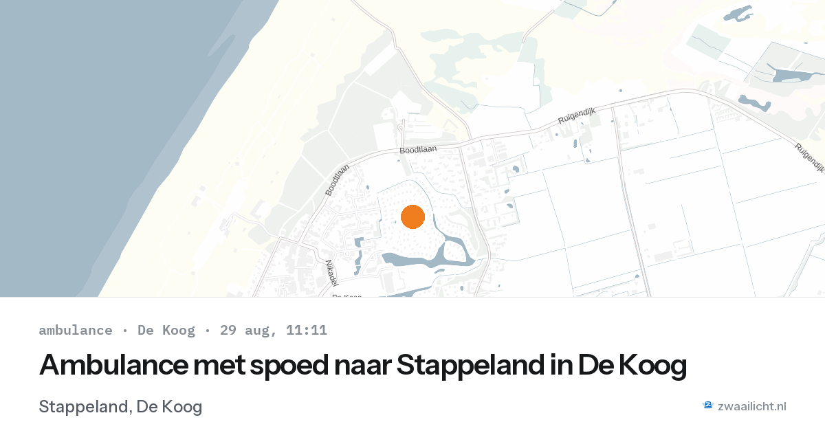 Ambulance met spoed naar Stappeland in De Koog — 29 aug 2026