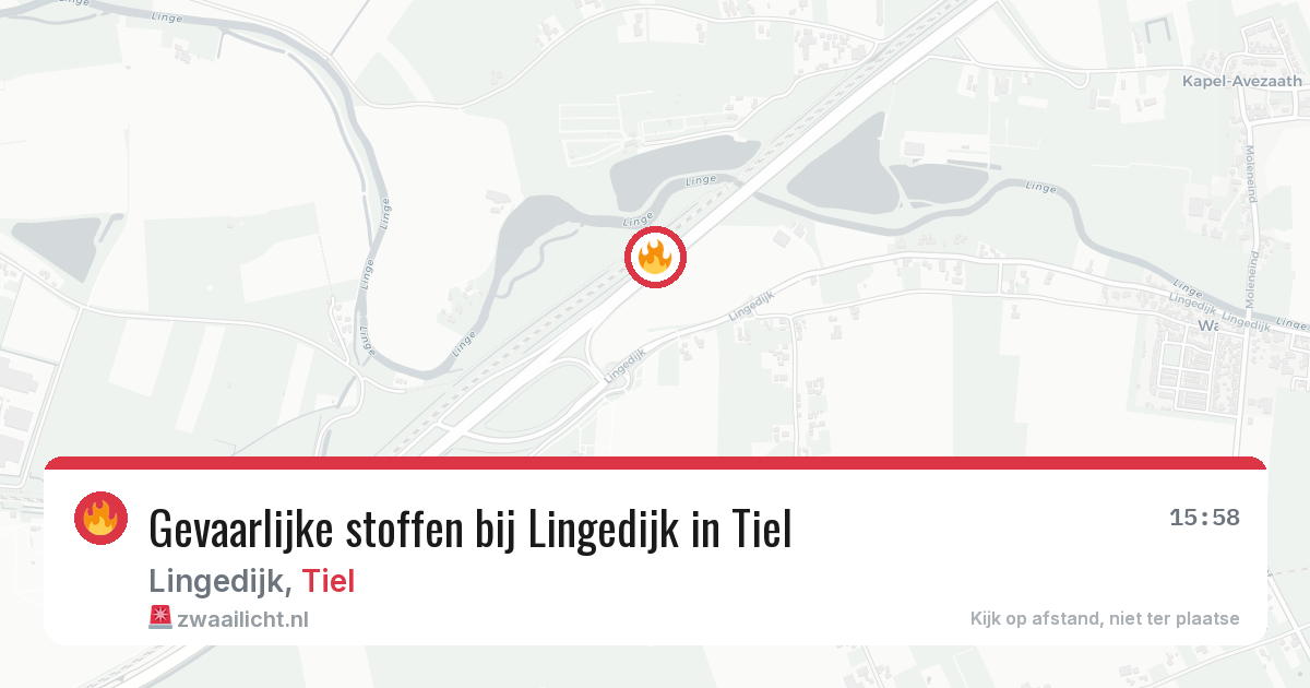 Gevaarlijke stoffen bij Lingedijk in Tiel — 1 aug 2026