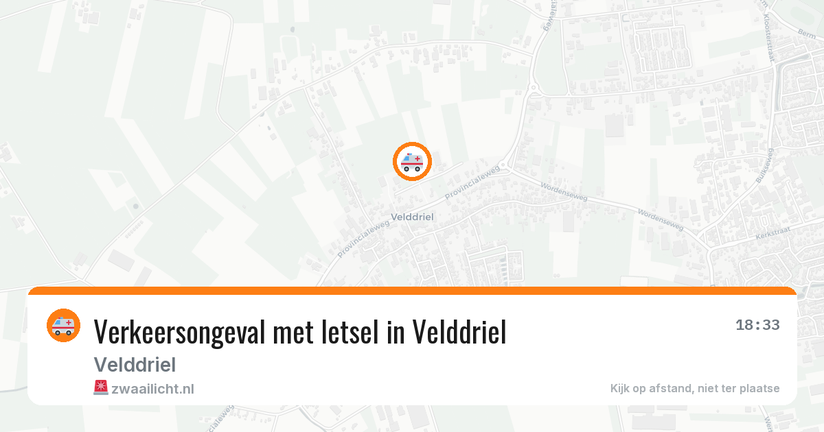 Verkeersongeval met letsel in Velddriel — 8 mei 2026