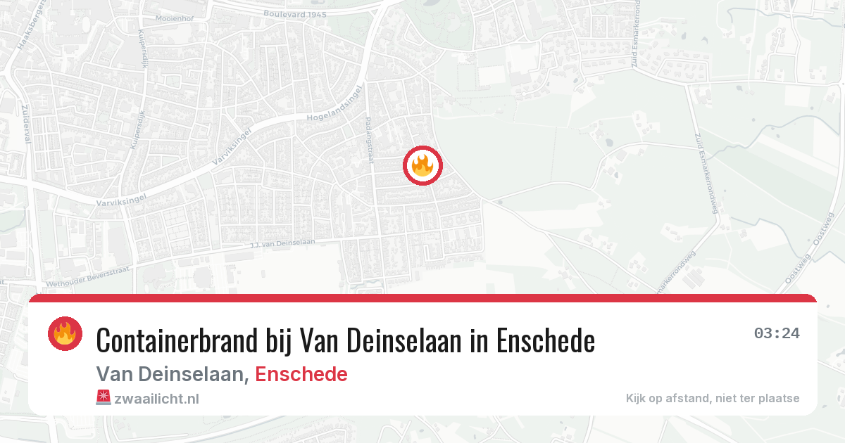 Containerbrand bij Van Deinselaan in Enschede — 9 feb 2026