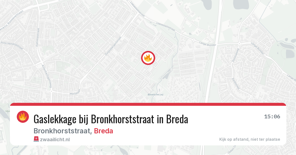 Gaslekkage bij Bronkhorststraat in Breda — 28 mei 2026