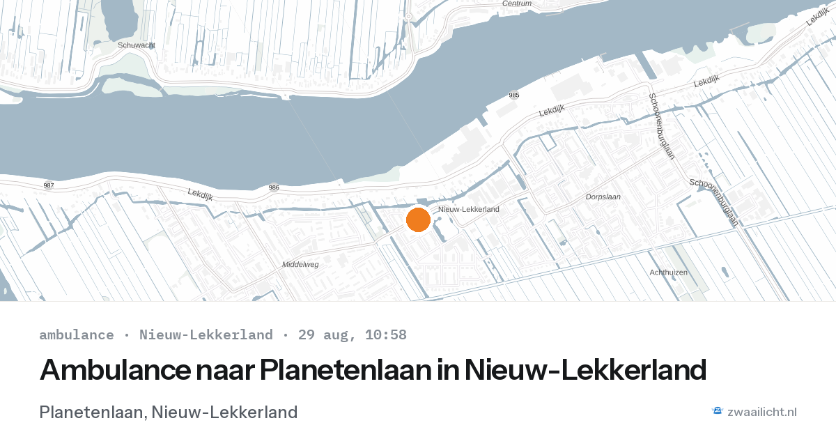 Ambulance naar Planetenlaan in Nieuw-Lekkerland — 29 aug 2026