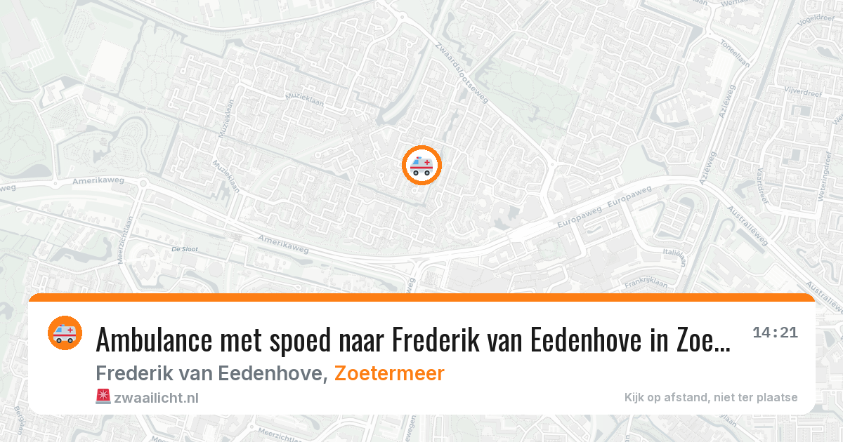Ambulance met spoed naar Frederik van Eedenhove in Zoetermeer — 28 jun 2026