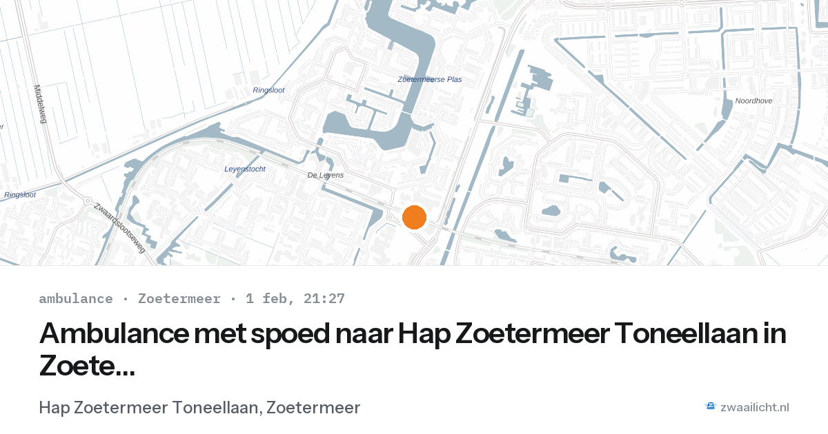 Ambulance met spoed naar Hap Zoetermeer Toneellaan in Zoetermeer — 1 feb 2026