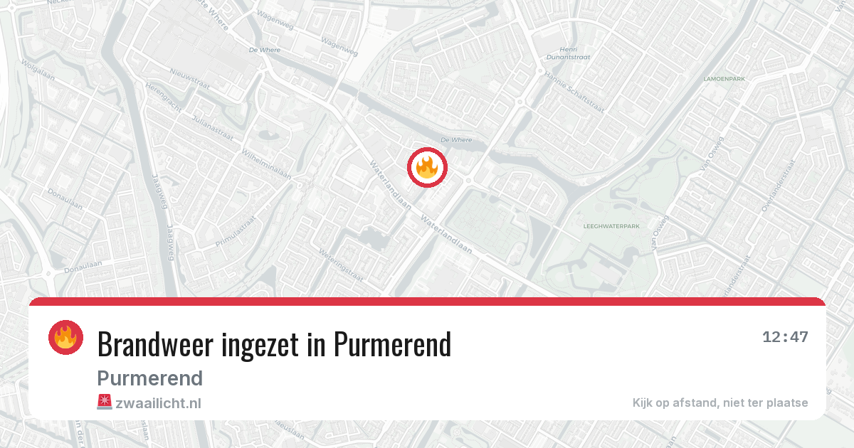 Brandweer ingezet in Purmerend — 27 jul 2026 | 🚨 Zwaailicht.nl