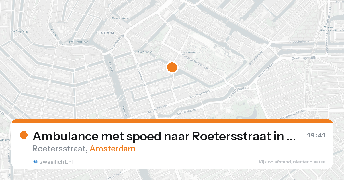 Ambulance met spoed naar Roetersstraat in Amsterdam — 16 aug 2026