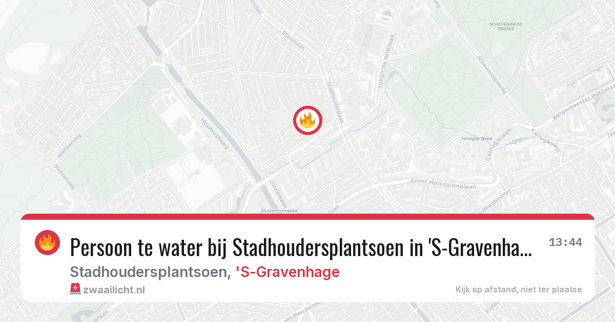 Persoon te water bij Stadhoudersplantsoen in 'S-Gravenhage — 26 jun 2026