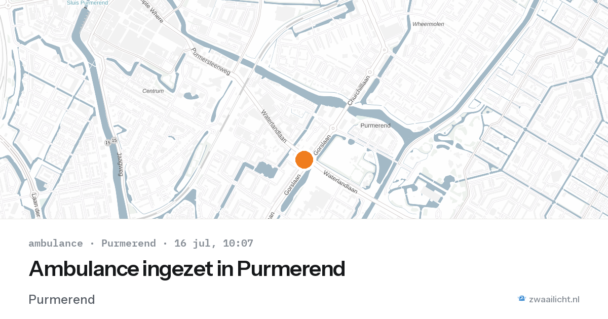 Ambulance ingezet in Purmerend — 16 jul 2026 | 🚨 Zwaailicht.nl