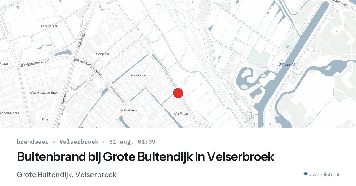 Buitenbrand bij Grote Buitendijk in Velserbroek — 30 aug 2026