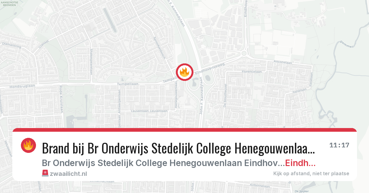 Brand bij Br Onderwijs Stedelijk College Henegouwenlaan Eindhoven in Eindhoven — 25 mrt 2026