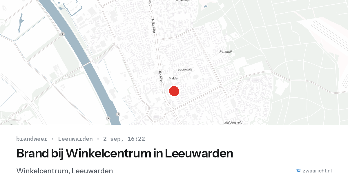 Brand bij Winkelcentrum in Leeuwarden — 2 sep 2026