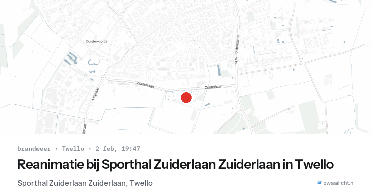 Reanimatie bij Sporthal Zuiderlaan Zuiderlaan in Twello — 2 feb 2026