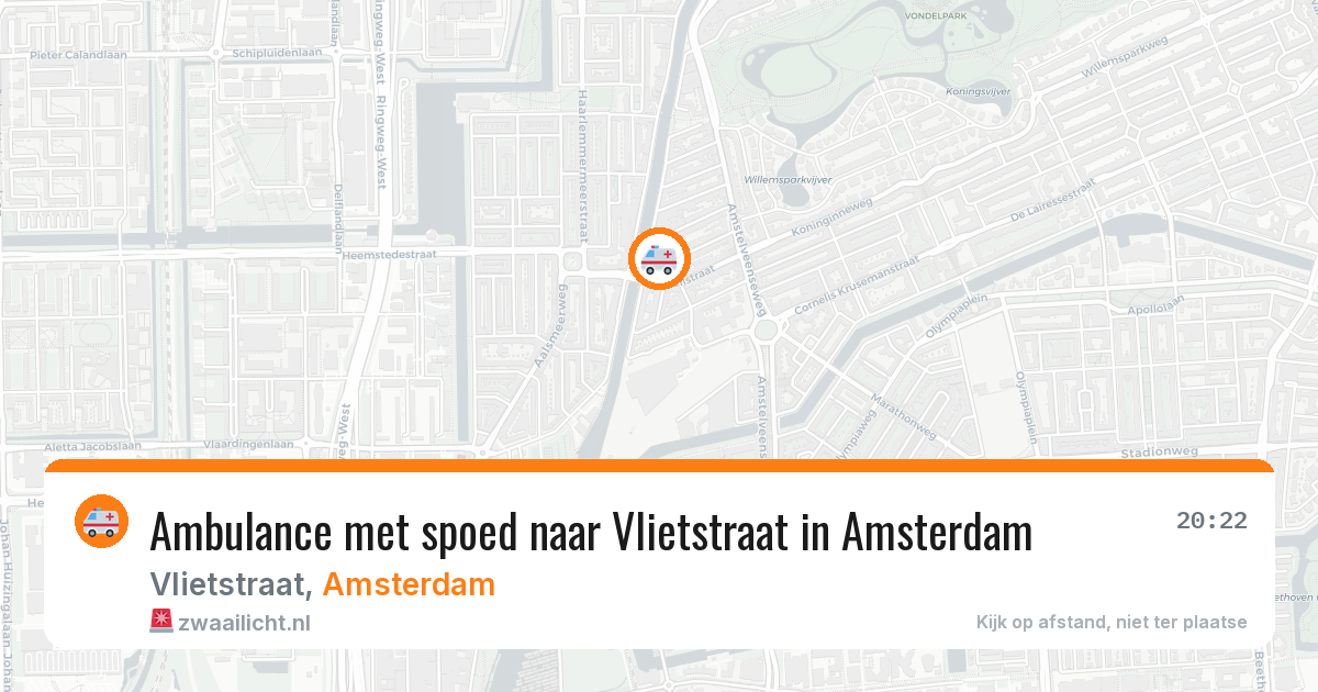 Ambulance met spoed naar Vlietstraat in Amsterdam — 29 mrt 2026