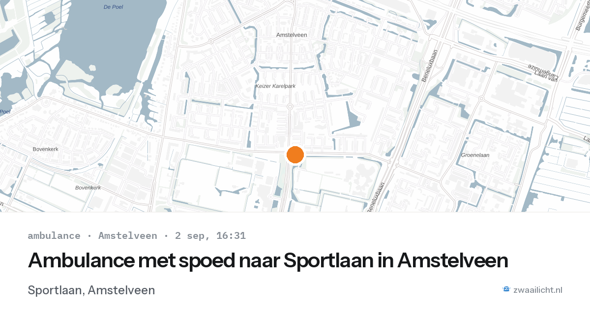 Ambulance met spoed naar Sportlaan in Amstelveen — 2 sep 2026
