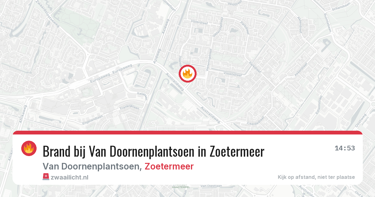 Brand bij Van Doornenplantsoen in Zoetermeer — 8 aug 2026