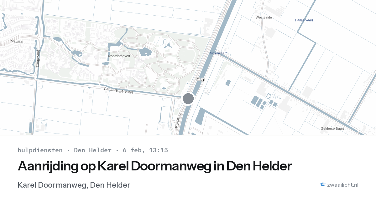 Aanrijding op Karel Doormanweg in Den Helder — 6 feb 2026