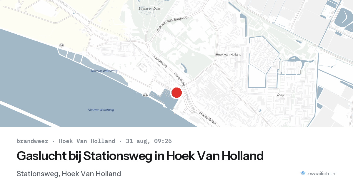Gaslucht bij Stationsweg in Hoek Van Holland — 31 aug 2026