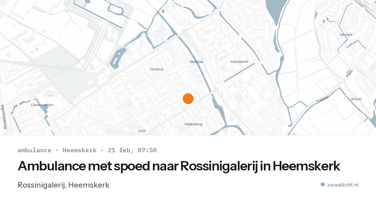 Ambulance met spoed naar Rossinigalerij in Heemskerk — 21 feb 2026