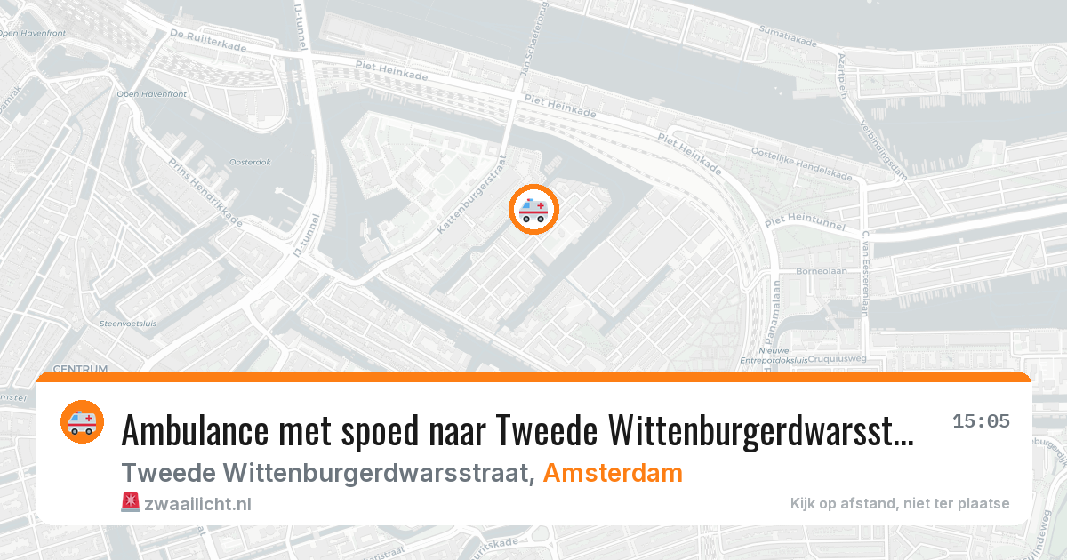 Ambulance met spoed naar Tweede Wittenburgerdwarsstraat in Amsterdam — 9 aug 2026