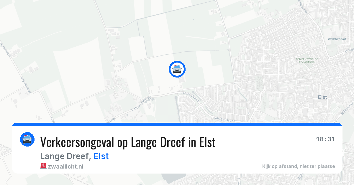 Verkeersongeval op Lange Dreef in Elst — 29 mrt 2026