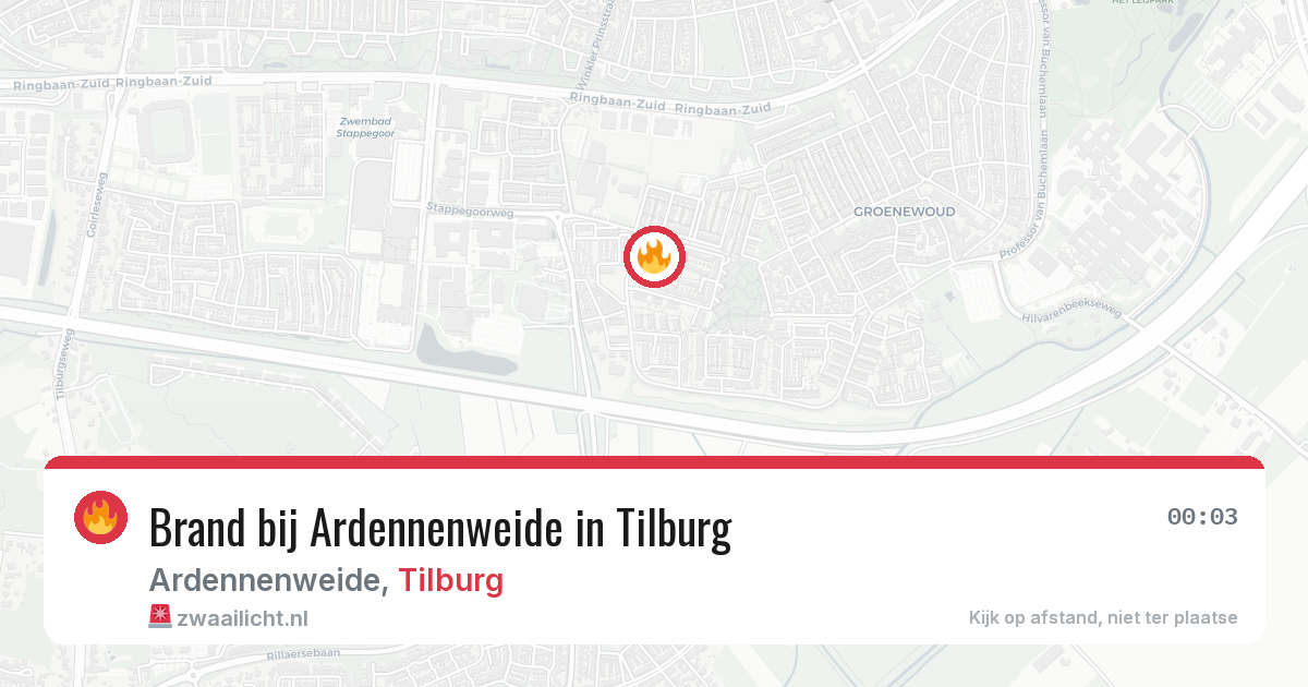 Brand bij Ardennenweide in Tilburg — 18 mrt 2026