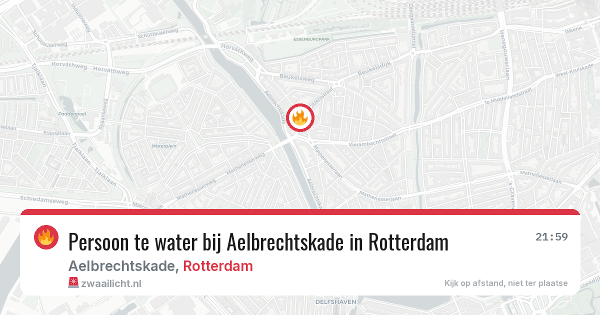 Persoon te water bij Aelbrechtskade in Rotterdam — 4 mei 2026
