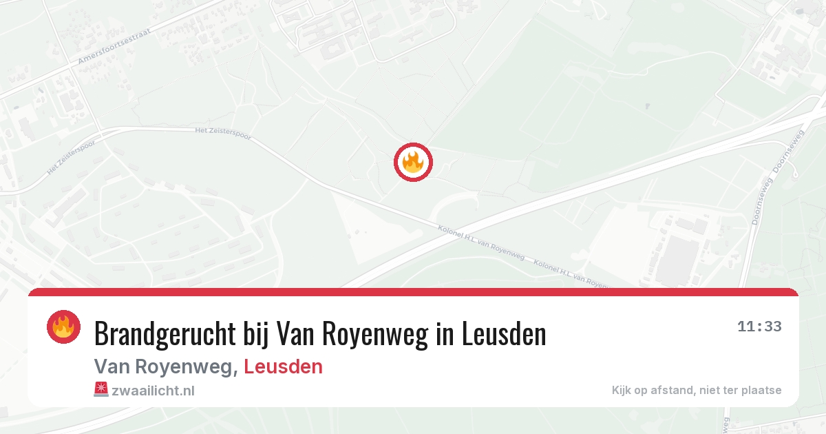 Brandgerucht bij Van Royenweg in Leusden — 18 jun 2026