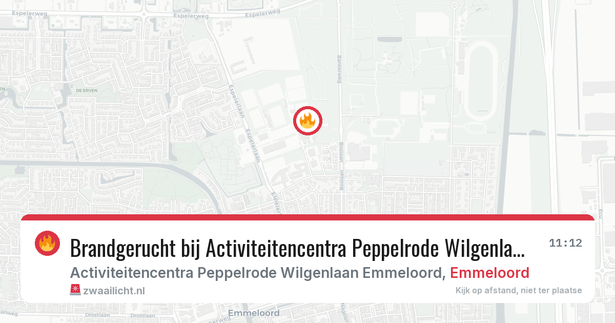 Brandgerucht bij Activiteitencentra Peppelrode Wilgenlaan Emmeloord in Emmeloord — 29 jun 2026