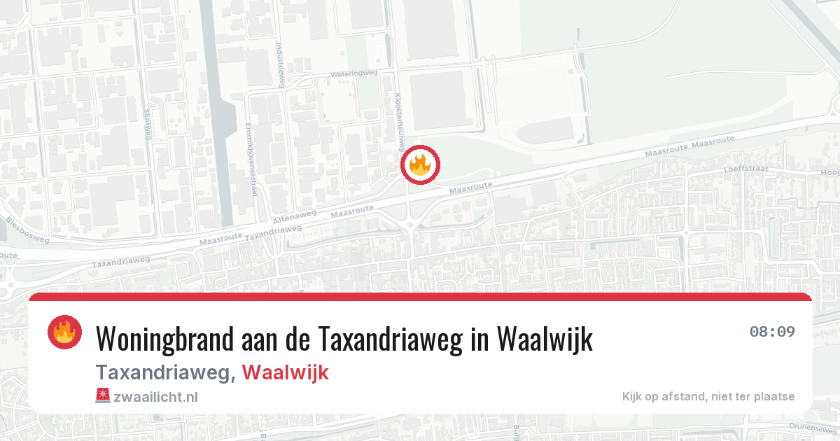 Woningbrand aan de Taxandriaweg in Waalwijk — 6 jun 2026