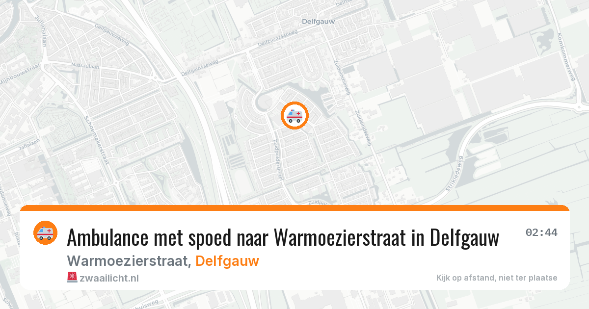 Ambulance met spoed naar Warmoezierstraat in Delfgauw — 29 jun 2026